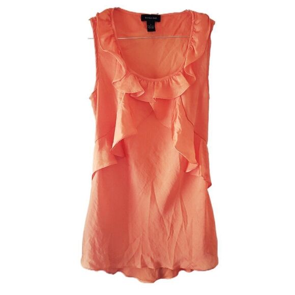 Spense Orange Sleeveless Ruffle Front Blouse - Picture 1 of 3